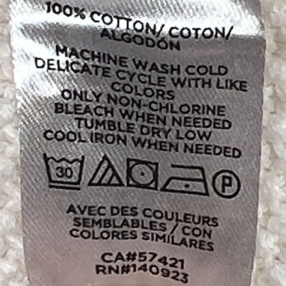 LOFT Sz L Chunky Knit V-neck Cropped Sweater Ivory 4 Button Cardigan - Picture 5 of 9